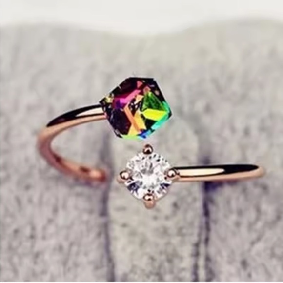 Rose gold adjustable 2 Stone Ring nwt - Picture 7 of 7